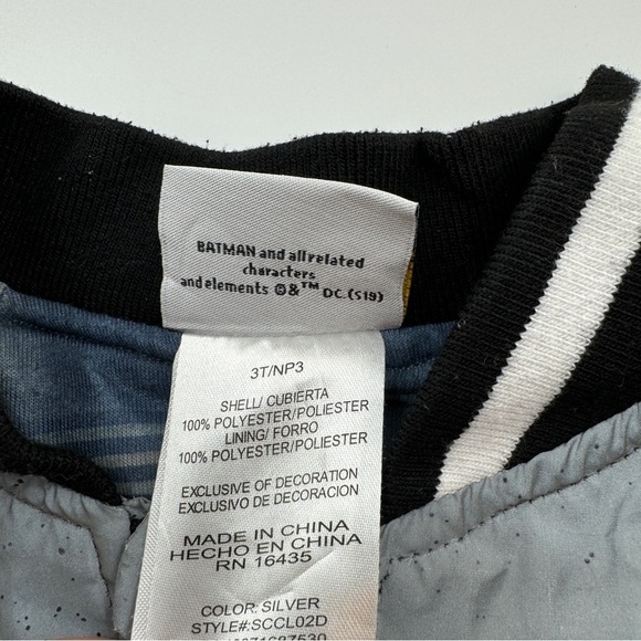 Batman Reflective Zip-Up Jacket – Kids Size 3T, Holographic Logo - Picture 5 of 6